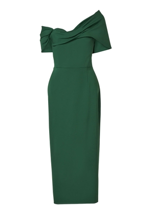 Carolina Herrera Asymmetric Stretch-Wool Tailor Midi Dress - Moda Operandi