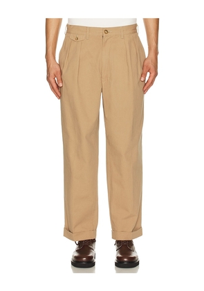 Beams Plus 2 Pleats Trousers Twill in Brown. Size S. Also in XL.