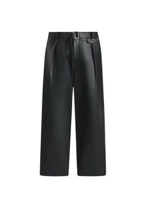 Manière De Voir Serge in black relaxed fit leather pleated trousers