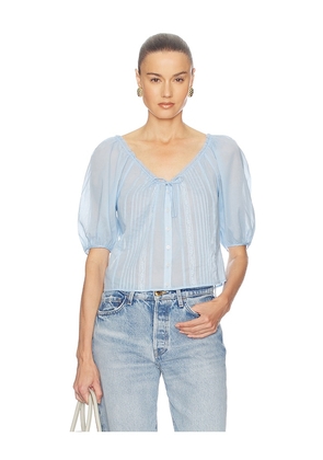 Helsa Voile Peasant Blouse in Blue. Size XXS. Also in XS, S, M, L.