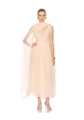Helsa The Sabine Dress in Silk Chiffon in Peach. Size XXS. Also in XS, S, M, L, XL.