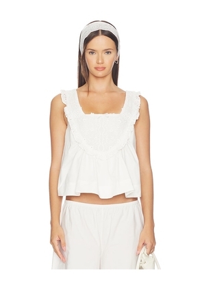 For Love & Lemons Laura Eyelet Top in White. Size XS. Also in S, M, L.