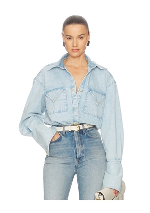 Helsa Washed Denim Shirt in Blue. Size S/M. Also in L/XL.