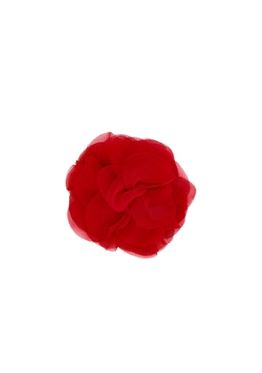 Helsa Red Silk Flower Pin in Red.