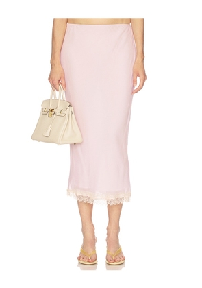 Helsa Viscose Georgette Slip Skirt With Lace in Pink. Size XS. Also in S, XXS, M, L.