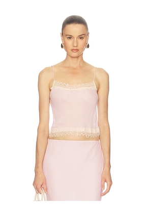 Helsa Viscose Georgette Cami With Lace in Pink. Size S. Also in XS, XXS, M, L.