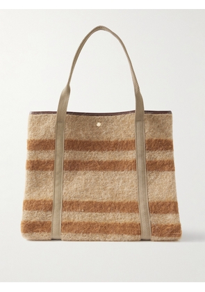 RUE de VERNEUIL - Traversée Mongolian Blanket Large Webbing And Leather-trimmed Striped Brushed-felt Tote - Brown - One size