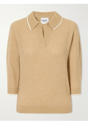 MARANT ÉTOILE - Nathalie Ribbed-detail Wool-blend Knitted Polo - Brown - FR 34,FR 36,FR 38,FR 40,FR 42,FR 44