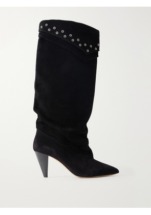 ISABEL MARANT - Lezra Embellished Suede Ankle Boots - Black - FR36,FR37,FR38,FR39,FR40,FR41