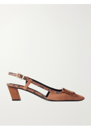Roger Vivier - 45 Snake-effect Leather-trimmed Suede Pumps - Brown - IT35,IT36,IT36.5,IT37,IT37.5,IT38,IT38.5,IT39,IT39.5,IT40,IT40.5,IT41,IT41.5,IT42