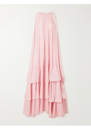Marrakshi Life - Ruffled Cotton Poplin Maxi Dress - Pink - xx small,x small,small,medium,large