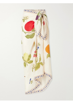 ALIX OF BOHEMIA - Soraya Printed Silk Pareo - Neutrals - One size