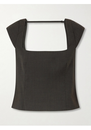 ST. AGNI - Open-back Wool-blend Blouse - Gray - xx small,x small,small,medium,large,x large