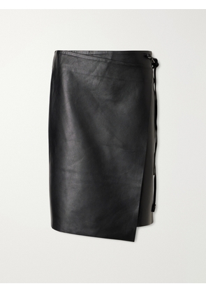 ST. AGNI - Everyday Wrap Leather Mini Skirt - Black - xx small,x small,small,medium,large,x large