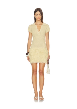 superdown Meradeth Crochet Fringe Mini Dress in Cream. Size XS. Also in S, M, L.