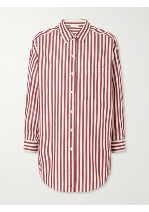 Eres - Sir Striped Cotton-poplin Pajama Shirt - Burgundy - FR 36,FR 38,FR 40,FR 42,FR 44,FR 46