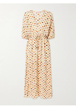 Eres - Unexpected Polka-dot Silk-muslin Coverup - Neutrals - small,medium,large