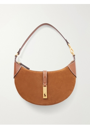 Polo Ralph Lauren - Leather-trimmed Suede Shoulder Bag - Brown - One size
