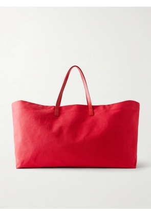 KALLMEYER - Cottage Leather-trimmed Canvas Tote - Red - One size