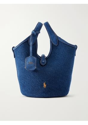 Polo Ralph Lauren - Logo-embroidered Suede-trimmed Denim Tote - Blue - One size