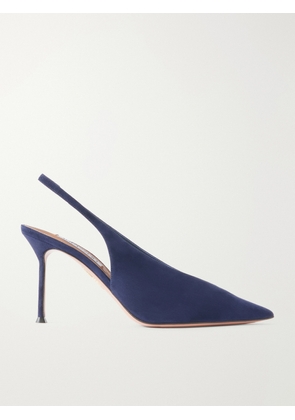 Aquazzura - Voltaire 85 Suede Slingback Pumps - Blue - IT36,IT36.5,IT37,IT37.5,IT38,IT38.5,IT39,IT39.5,IT40,IT40.5,IT41,IT41.5,IT42