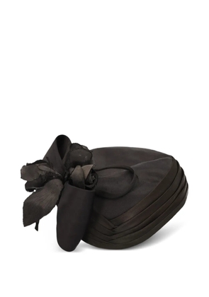 Vintage bow-embellished floral-detail hat - Black