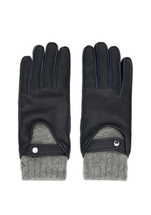 Moorer ribbed-knit panelled gloves - Blue