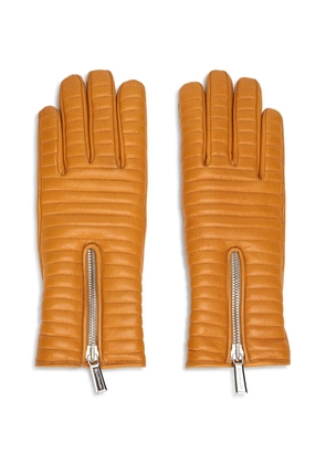 Moorer quilted zip-fastening gloves - Neutrals
