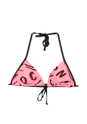 Moschino logo-print triangle bikini top - Pink