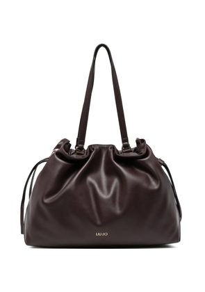 LIU JO drawstring-fastening logo-plaque tote bag - Brown