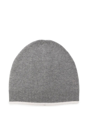 Patrizia Pepe ribbed-trim beanie hat - Grey