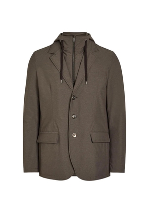 Herno hooded single-breasted blazer - Brown
