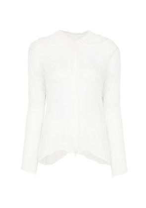 Issey Miyake pleated semi-sheer cardigan - White