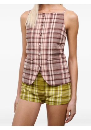 STAUD Una plaid top - Brown