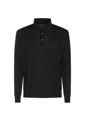 Kiton long-sleeve button-down polo shirt - Black