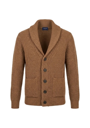 Drumohr shawl-collar ribbed cardigan - Brown