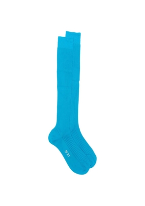 Nº21 ribbed-knit logo-print socks - Blue