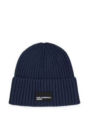 Karl Lagerfeld Jeans logo-patch beanie - Blue