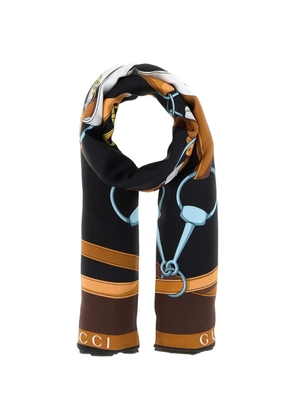 Gucci equestrian-print GG scarf - Black