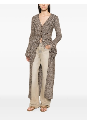 Patrizia Pepe fringed chiné-knit cardigan - Brown