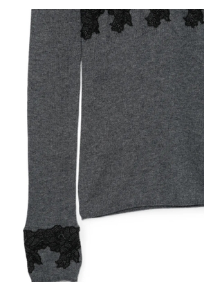 Patrizia Pepe lace-trim turtleneck knit - Grey
