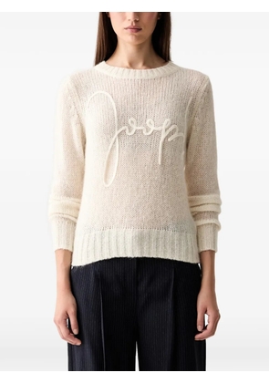 Joop! logo-embroidered crew-neck sweater - White