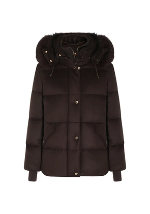 Moorer fur-trim hooded coat - Brown