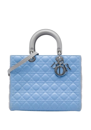 Christian Dior Pre-Owned 2014 Large Bicolor Lambskin Cannage Lady Dior satchel - Blue