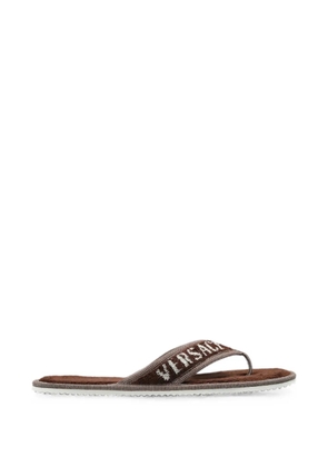 Versace Home logo-embroidered terry flip flops - Brown