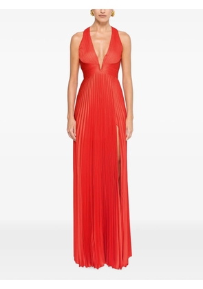 NISSA pleated satin maxi dress - Red