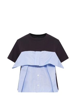 sacai striped panelled T-shirt - Black