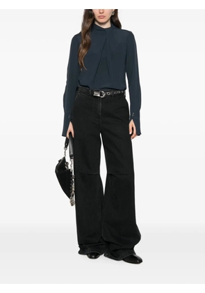 Patrizia Pepe draped-collar long-sleeve blouse - Blue