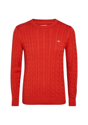 Gant cable-knit logo-embroidered sweater