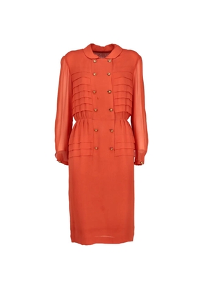 Vintage 80's midi tiered double-breasted dress - Orange